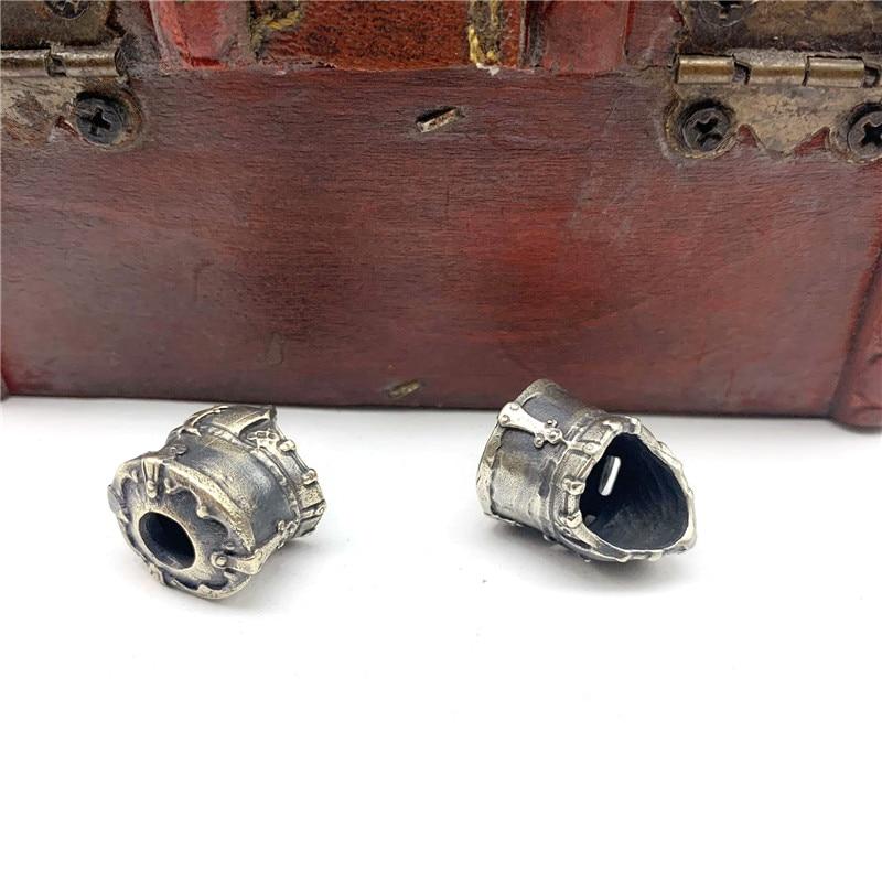 Brass Samurail Helmet Knife Bead Lanyard Pendant DIY Handmade Paracord Rope Beads Accessory Vintage Car Keychain