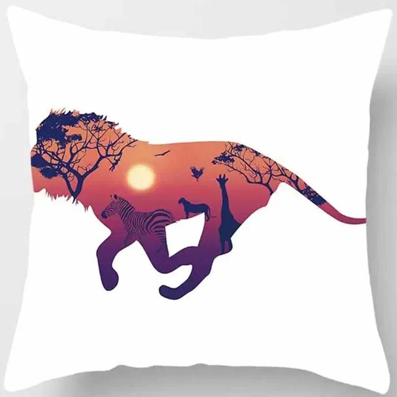 Animal Outline Pattern Decorative Pillow Cover Car Sofa Square Cushion Pillow Cover