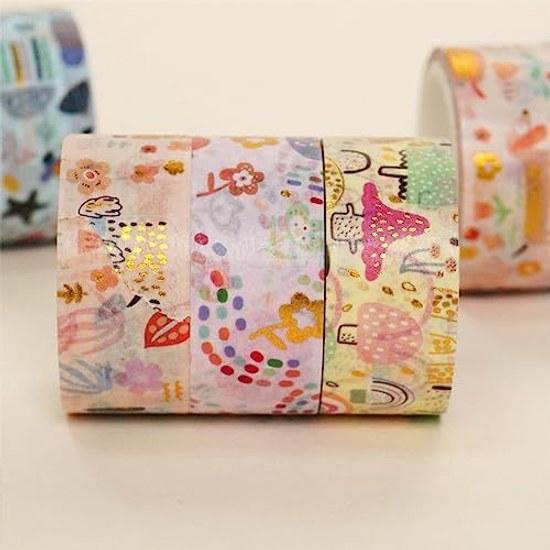 Masking tape 12-piece set cute washi beautiful artwork gold foil DIY craft journal planner scrapbook wrapping gift decoration (rustic animals)