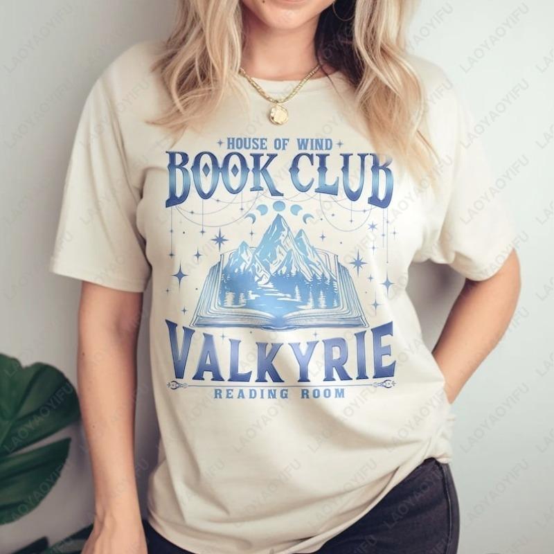 

House Of Wind Book Club Cotton Shirts Fun Acotar Book Club Tee Night Court Throne Of Glass Valkyrie Women Oneck Printed Tops 4XL