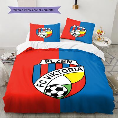 FC Viktoria Plzen Pattern Bedding,Quilt Set Quilt Cover Pillowcase Home Birthday Gift (1 * Duvet Cover + 2 * Pillowcase, Without Core)
