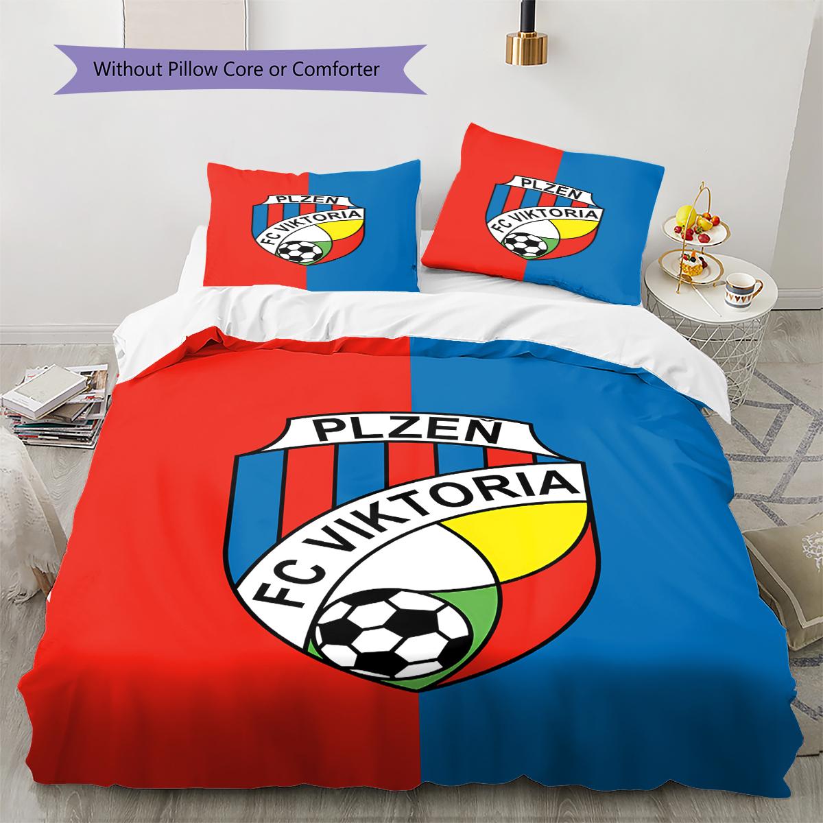 

FC Viktoria Plzen Pattern Bedding,Quilt Set Quilt Cover Pillowcase Home Birthday Gift (1 * duvet cover + 2 * pillowcase, without core) 135x200cm