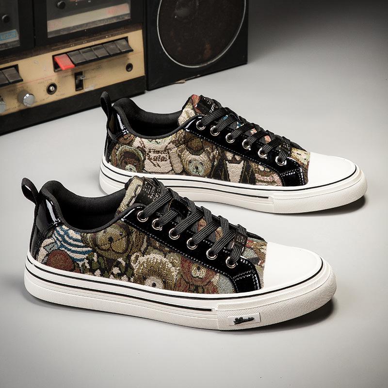 

Men s shoes 2025 summer new fashion versatile light luxury high sense canvas trendy shoes men s youth wind wear-resistant board shoes 44