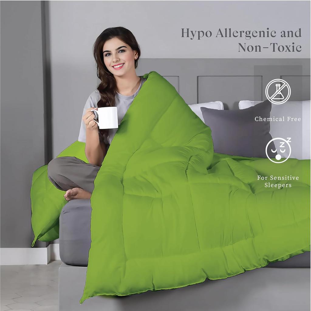 Plush Reversible Microfiber Comforter Single Bed | 220 GSM|Blanket, Quilt, Duvet, 110 GSM Peached Extra Soft Microfiber Fabric,