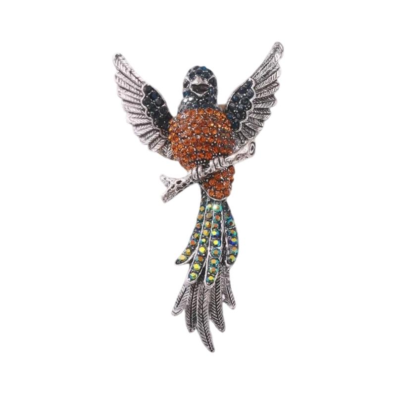

Cartoon Hawks Brooch Vintage Inspired Design Glittering Crystal Accent High Quality Alloy Material Fashion Accessory For Outfit Decoration темно-коричневого