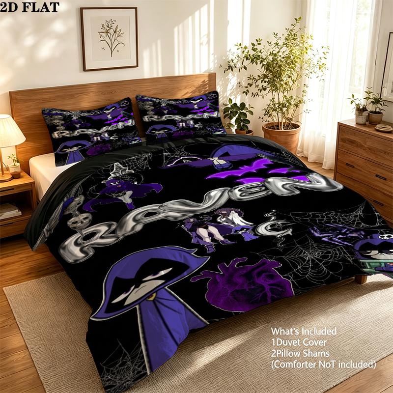 Raven Teen Titans Pattern Bedding Uilt Set Uilt Cover Pillowcase Home Decoration Birthday Gift (1 * Duvet Cover + 2 * Pillowcase Without Core)