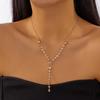 European Trendy Copper Pendant Necklace with Zirconia Water Drop Design