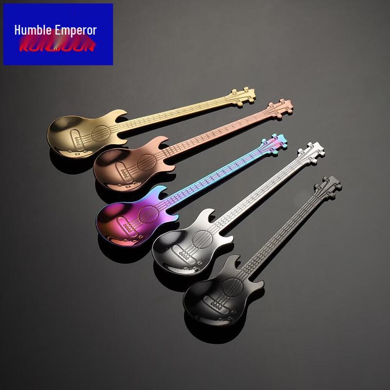 Qianxing 304 Stainless Steel Guitar Shape Coffee Spoon Set