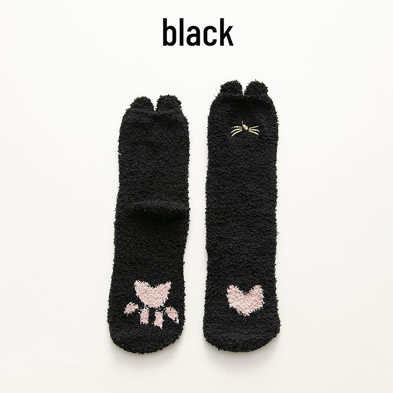 Women's Thick Coral Fleece Mid-Tube Socks: Warm, Non-Shedding, Solid Color – Perfect for Maternity and Floor Wear