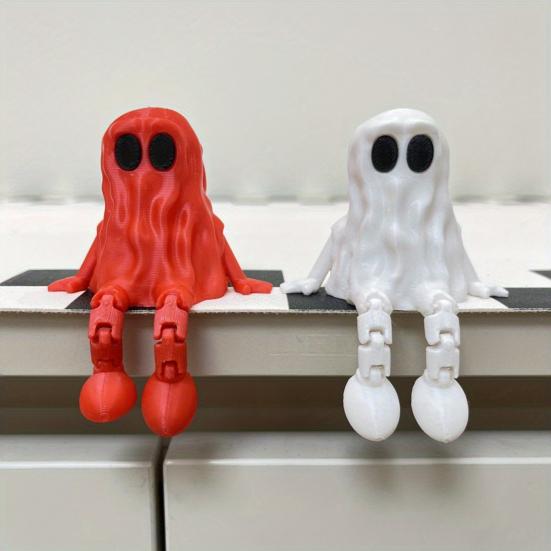 3D Printed Ornament with Moving Joints Ghost Shape Statue Crack-resistant PLA Material Decoration Halloween Gift