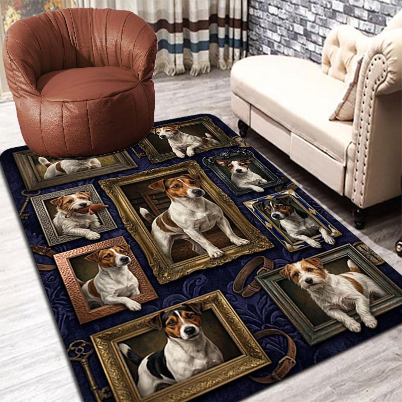 Canine Portraits Gallery Pattern Rug Floor Mat for Living Room or Bedroom Soft and Comfortable Carpet a Gift for Birthday and Holiday.