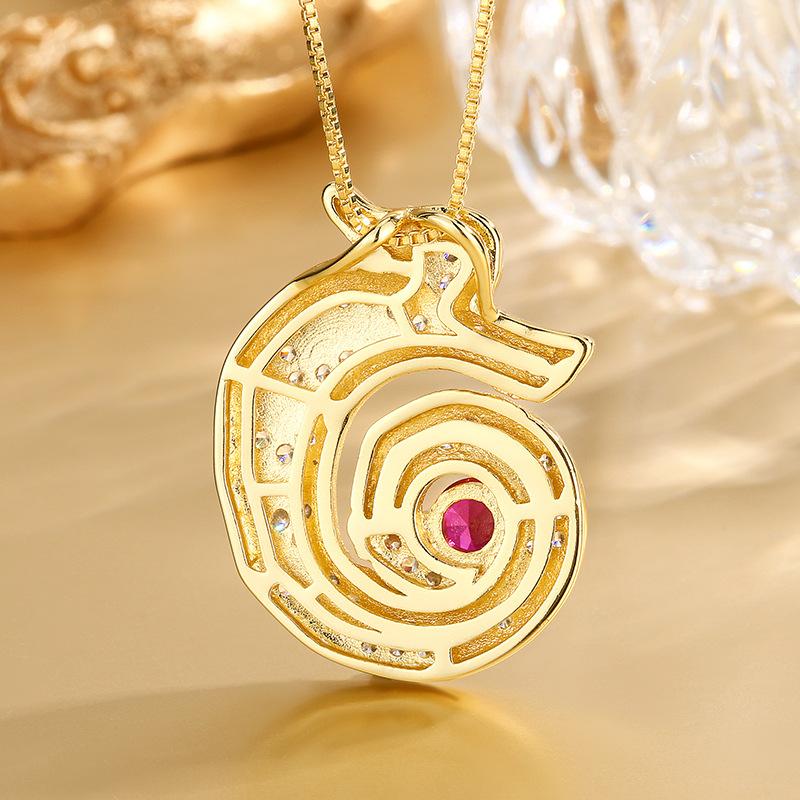 Jewelry Simulation Corundum Gold Retro Design Pendant Necklace Main Stone 5Mm