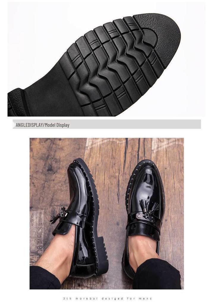 Men's Autumn Glossy Leather Slip-On Casual Shoes, British Style