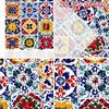 2pcs, 2D FLAT PRINTING Curtains (Without Rod) Colorful Tiles Modern Fashionable Curtainments During the Christmas Holiday