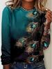 2024 European & American Women's Autumn/Winter Long-Sleeve Printed Round Neck T-Shirt