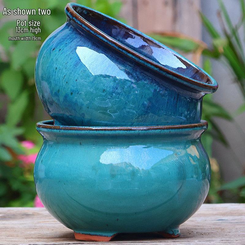 Stor Handgjord Keramik Kruka för Suckulenter och Grönska, Andningsbar Lerkruka i Lila Lera