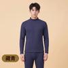 Mens Faux Rabbit Fur Thermal Underwear Set Mock Neck Long Sleeve Warm Base Layer Solid Color Loungewear