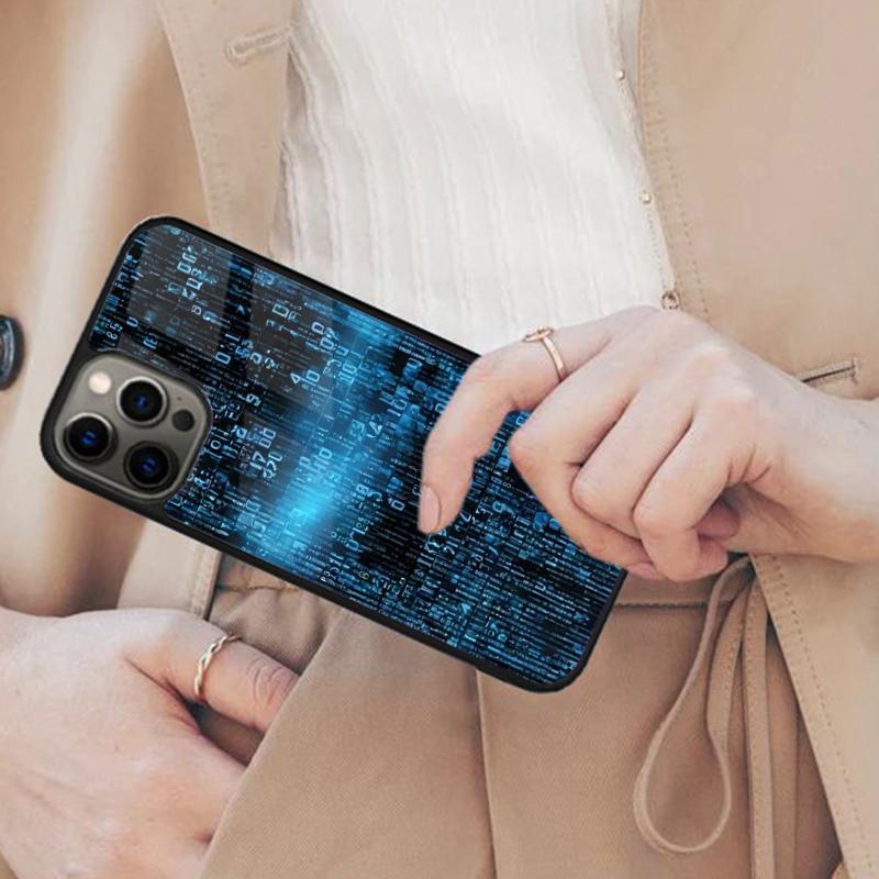Hacker Binary Matrix Rain Magnetic Phone Case For APPLE iPhone 17 Air 16 14 13 12 Pro Max 15 Plus Charge With MagSafe Cover