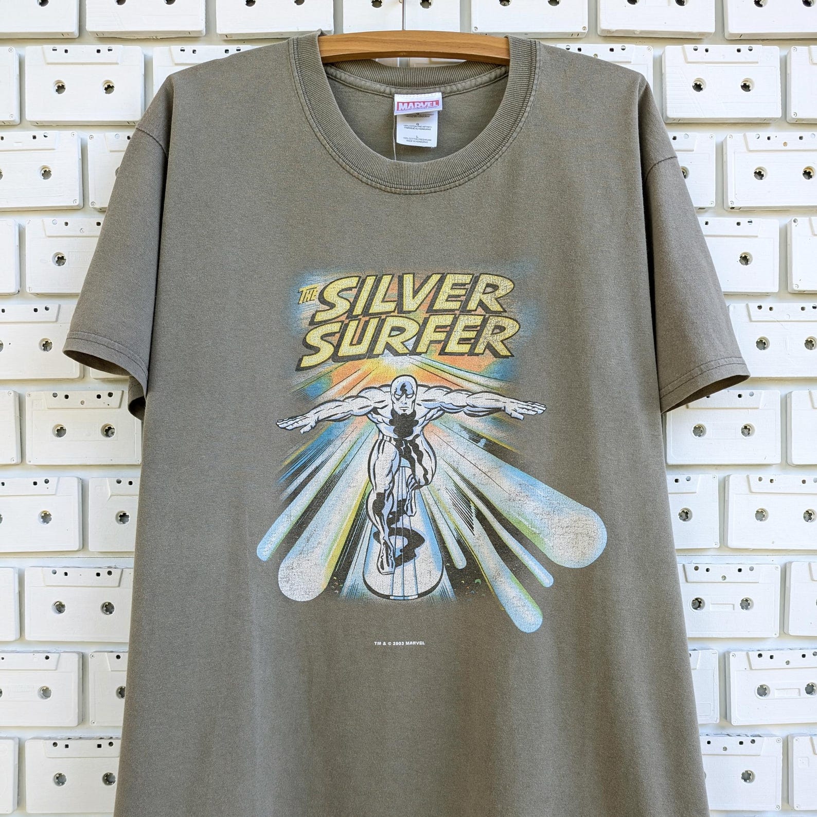 Vintage 2003 Silver Surfer T shirt Norrin Radd Superhero Graphic Marvel Comics Merch Tee Size L M