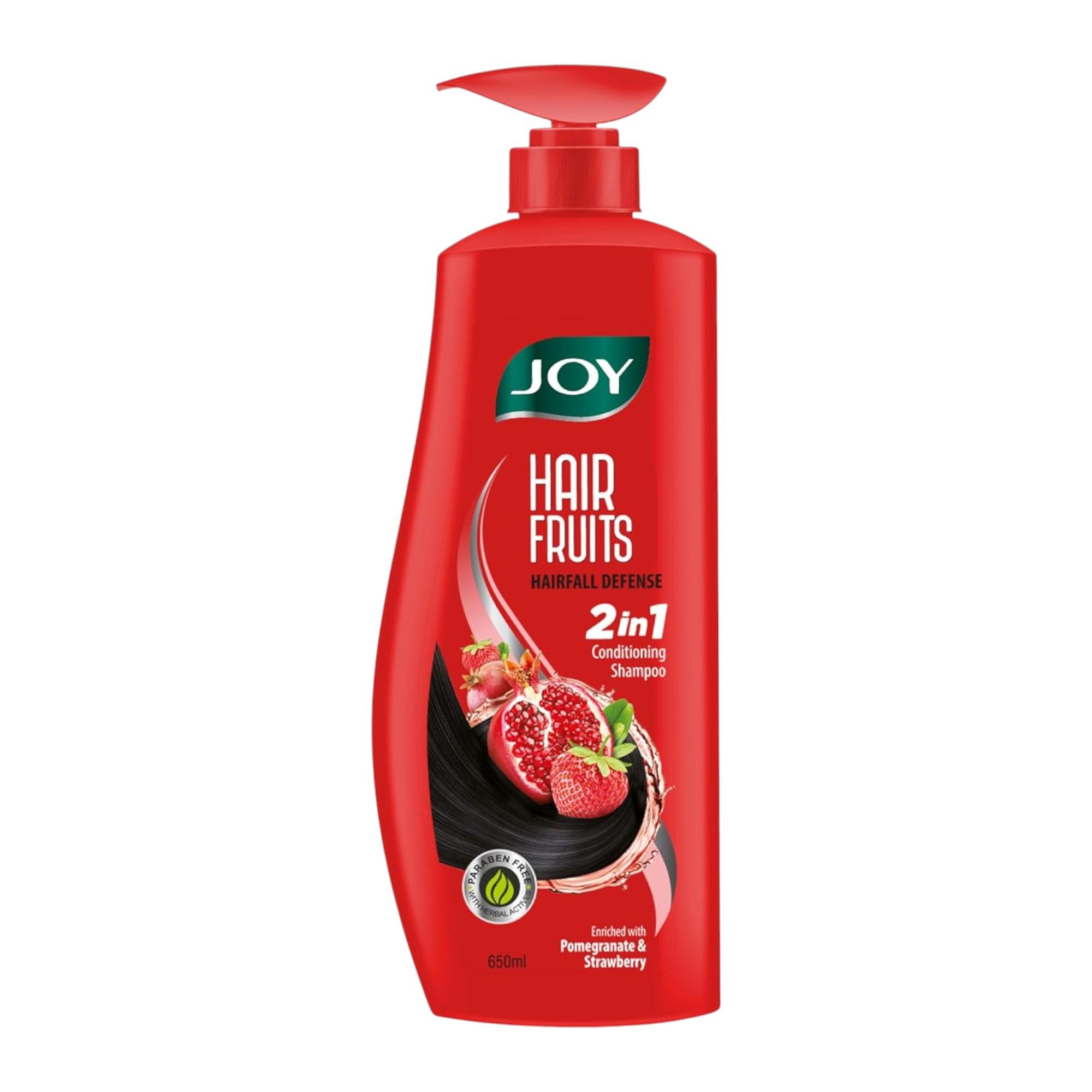 

Joy Hair Fruits Hairfall Defense Conditioning Shampoo 650 ml Pack of 1 Enriched with Pomegranate & Strawberry