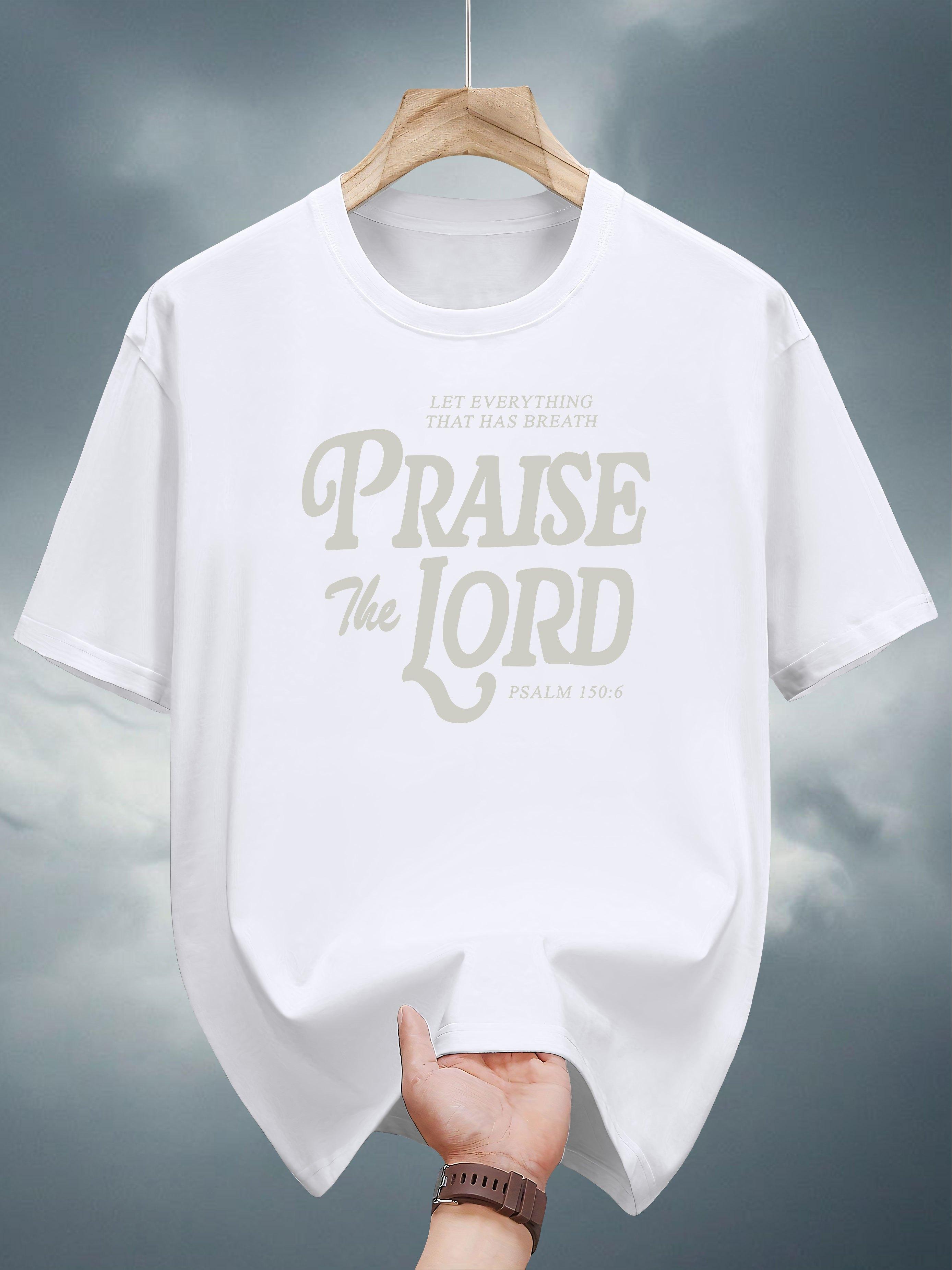 Casual Short Sleeve T-shirt - 100% Cotton Praise the Lord Print XXL
