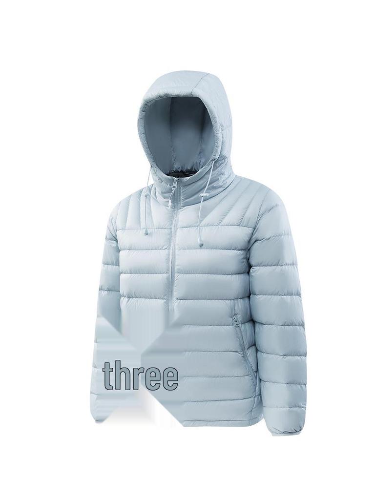 Unisex Lightweight Hooded Short Down Jacket – Versatile Ribbed Winter Coat