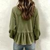 Women's Casual Corduroy V-Neck Ruffle Long Sleeve Top