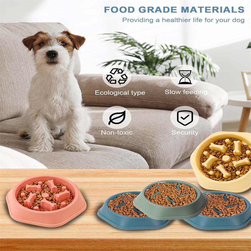 Slow Feed Dog Bowl,Slip-Resistant Design, Promotes Healthy Eating by Reducing Choking & ABS Plastic Pet Food Dish for Puppies
