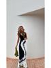 2025 Summer European & American Women's Printed Strap Backless Dress