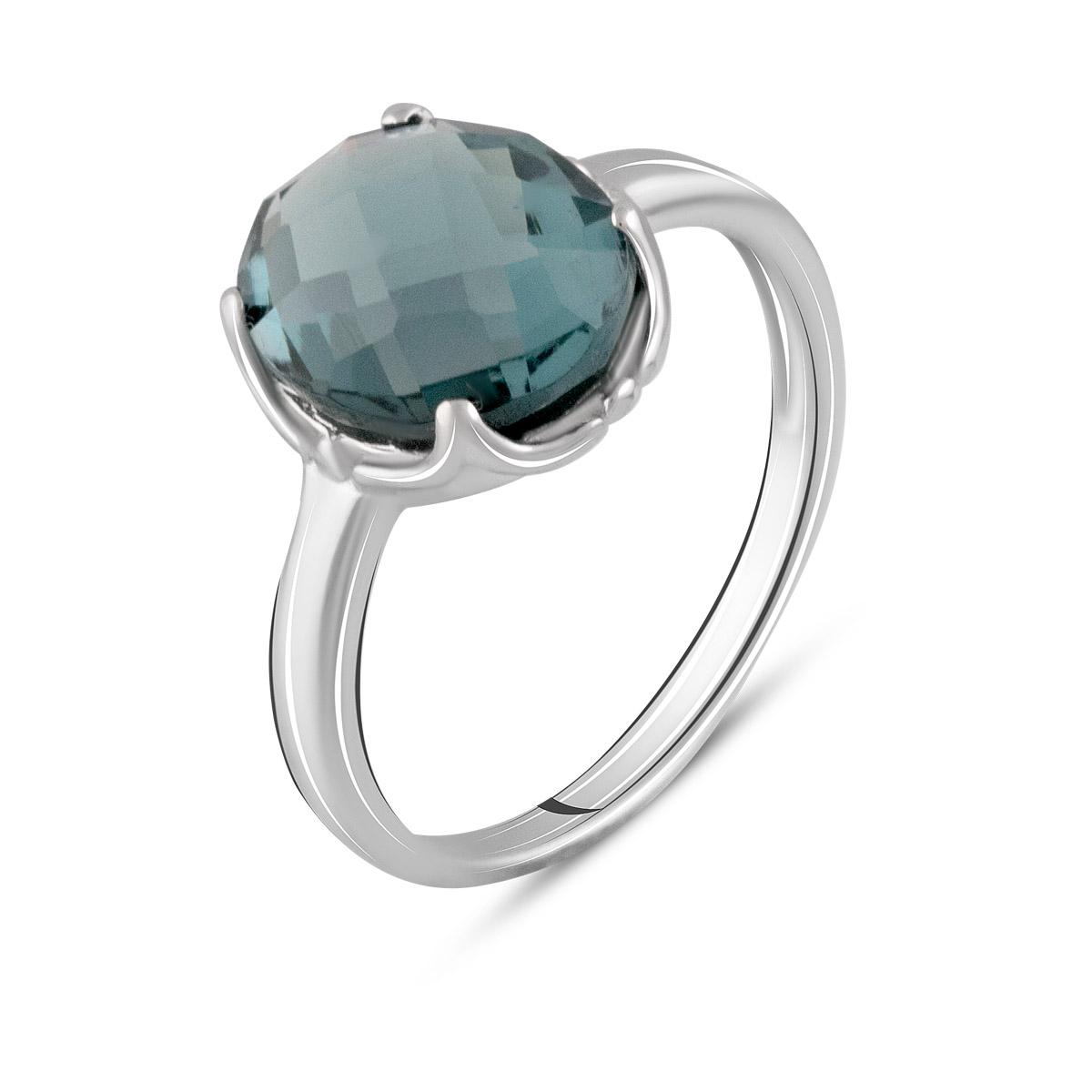 

Срібна каблучка з топазом Лондон Блю 4.05ct (1655276) 3.09 гр. 925 проби 18 синій