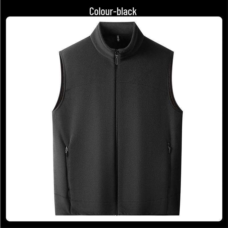 2025 Men's Stand-Up Collar Fleece-Lined Zipper Vest - Warm, Fashionable & Versatile for Autumn/Winter
