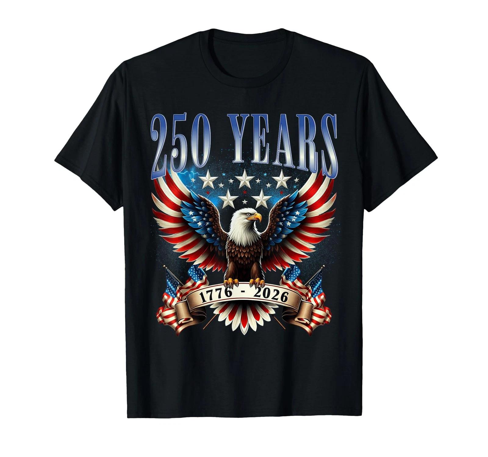 4th of July American Flag Eagle Vintage 250 Years 1776 2026 T-Shirt S