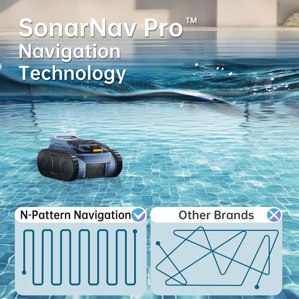 (2025 New) Cordless Robotic Pool Cleaner Pool Robot Vacuum for inground Pools, Floor/Wall/Waterline Cleaning/Smart Navigation, 185Mins Runtime Pool