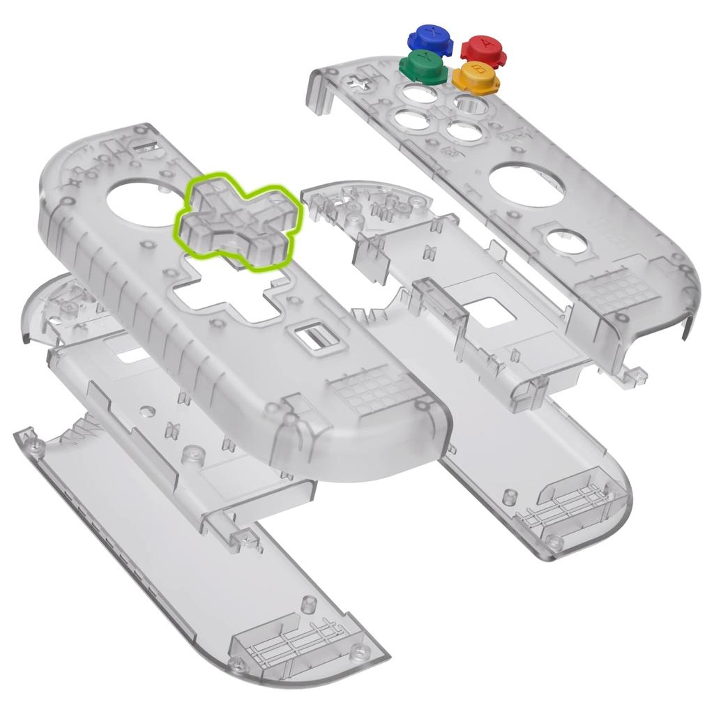 eXtremeRate Switch Handheld Controller Shell Case Key Compatible with Switch Clear Material Switch Housing Compatible with Organic EL Comes with a