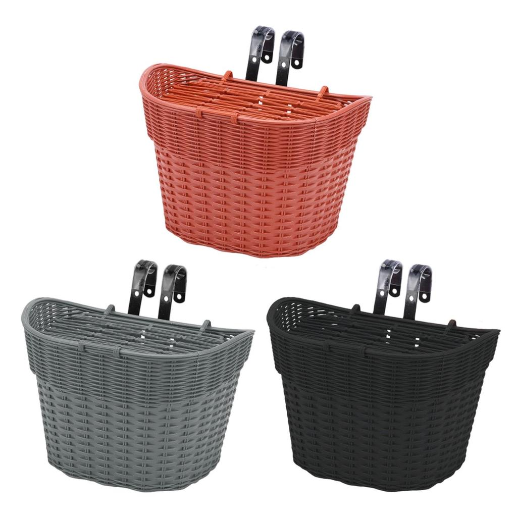 Kids Bike Basket Front Decoration Portable Handwoven Practical Children Bicycle Front Basket for Girls Boys Riding Street Parks