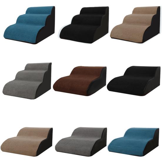 Dog Climbing Ladder 2/3 Step Arc Design Sponge Non-slip Pet Ramp Stairs for Puppy