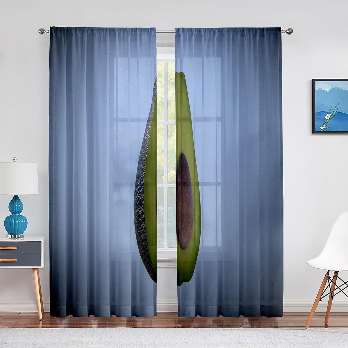 Авокадо Фрукты Овощи Белые Желтые Тюль Шторы для Гостиной Спальни Кухни Декор Шифон — фото 12