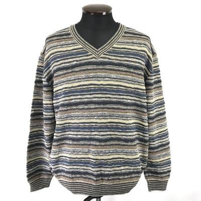 BOTTO Italy Made V Neck 3D Knit Sweater Light Brown Size M(USED)