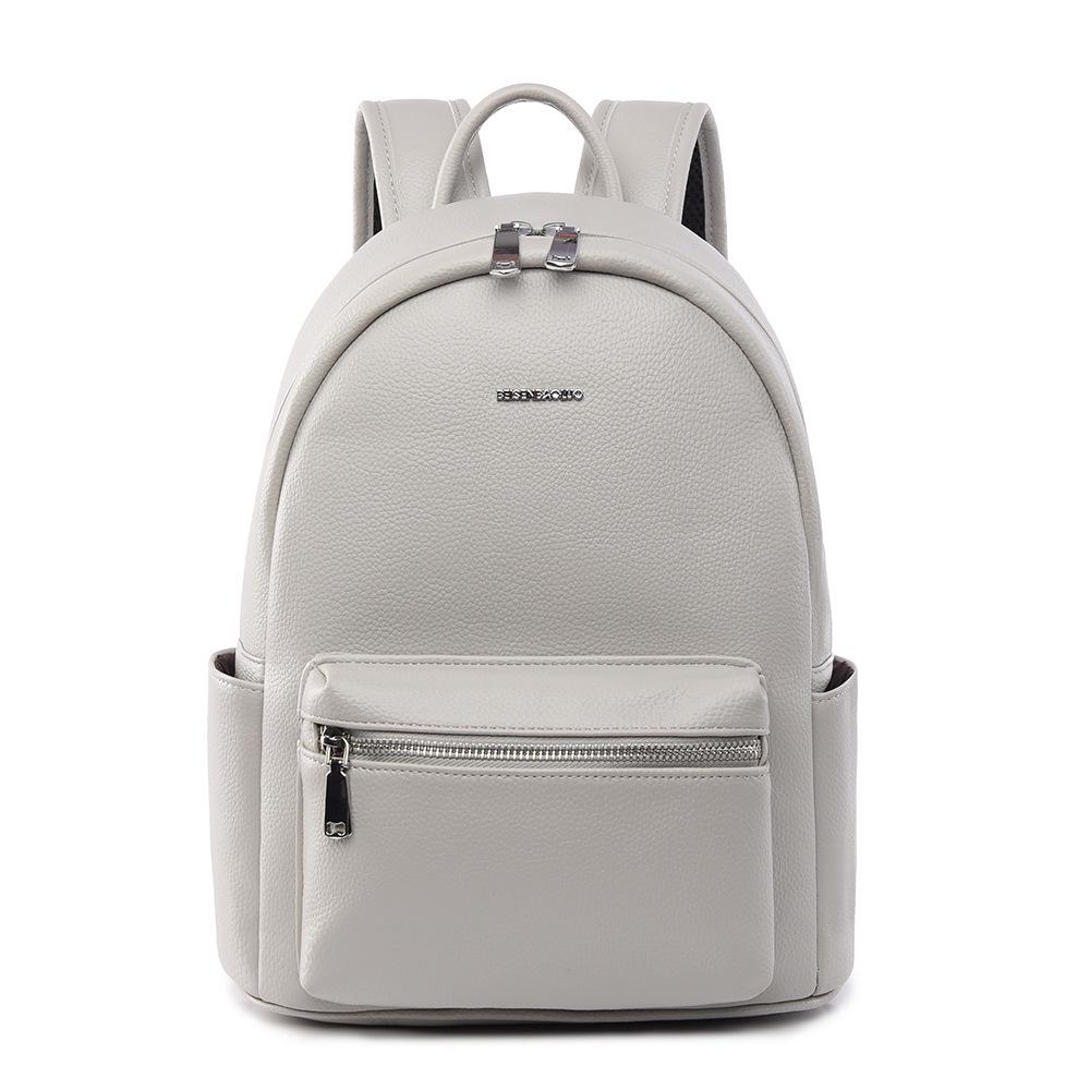 

Women s Korean-Style Soft Leather Backpack - Fashionable, Versatile, Casual Schoolbag & Travel Backpack 2025 світло-сірий колір