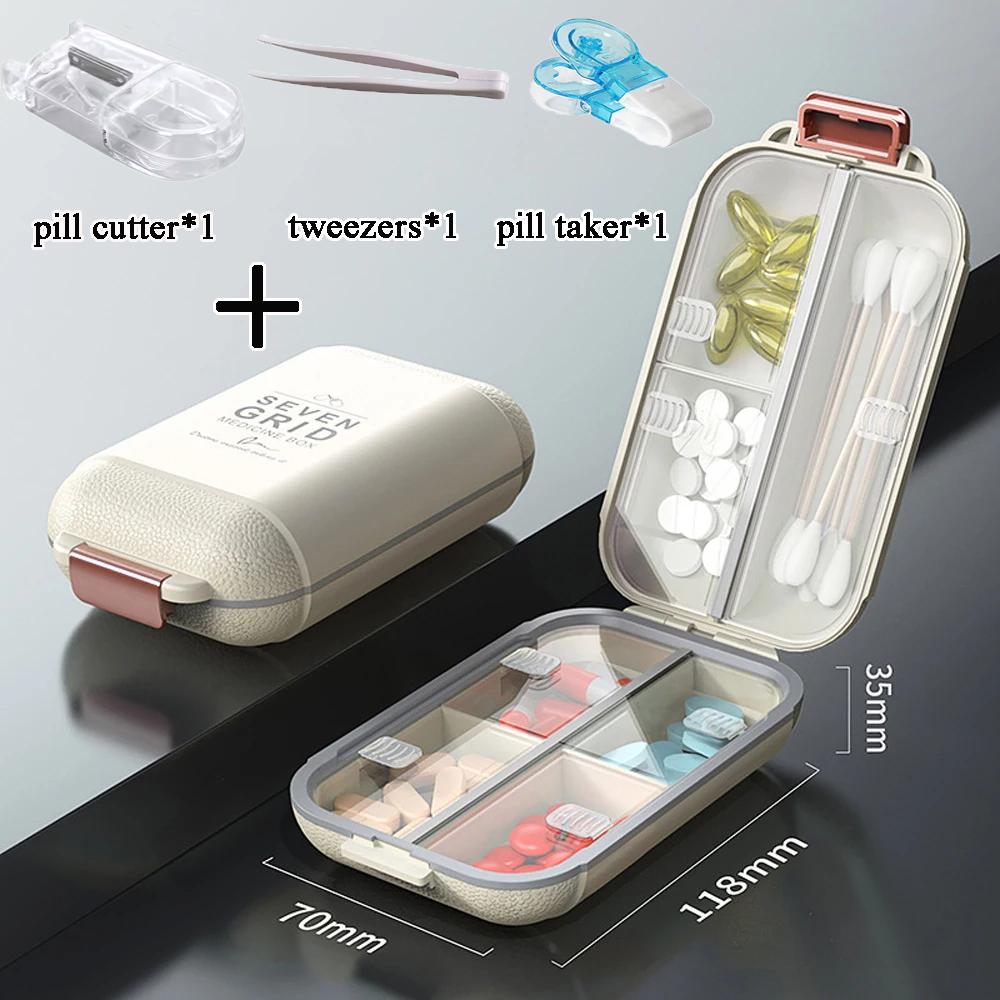 7 Grids Weekly Portable Travel Pill Box Sealable Moisture-Proof Pills Container Storage Tablets Vitamin Medicine Organizer