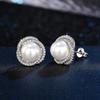 New Arrival Female Earrings  Sterling Silver Shiny Imitation Pearl Zircon Earrings for Women Cross Design Ear  Gift