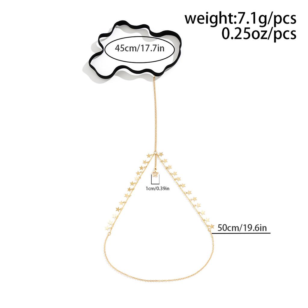 Sexy Sternanhänger Fransen Oberschenkelkette Bein Kette Personalisierte Metallkette Elastisches Band Bein Dekoration