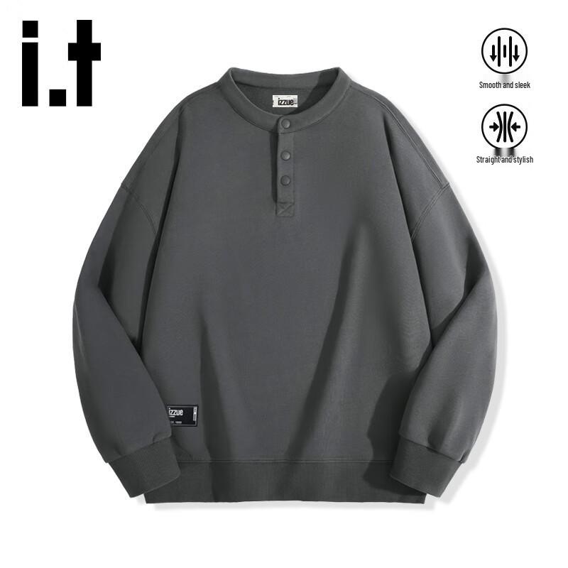 

IZZUE Men s Henry Collar Letter Print Sweatshirt M