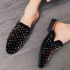 New Brand Designer Men's Colour Rivet Patent Leather Half Shoes For Men Mules Sandals Casual Shoes Summer Loafers Slippers