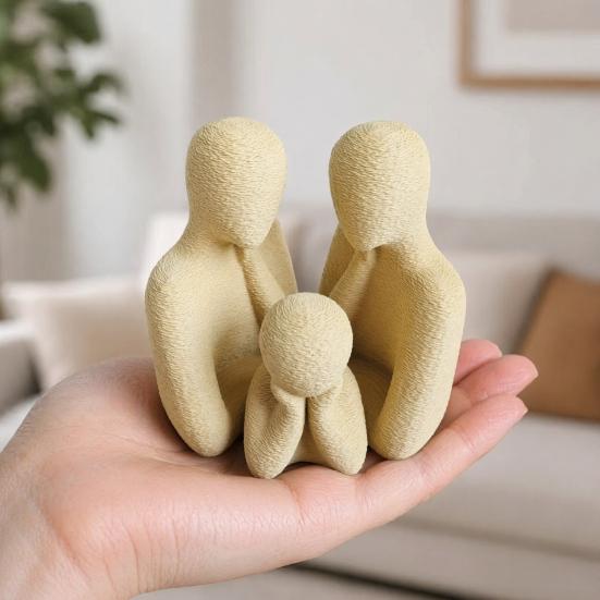 Decoración Versátil para el Hogar Figuras Impresas en 3D Familia de 3, Adornos Creativos para Decoración, Figuras Humanoides Abstractas Compactas Estilo Nórdico Padres