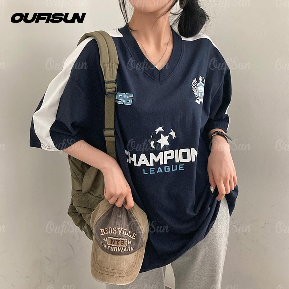 Fashion Street Loose Short-Sleeved Women's Top T-Shirt Versatile High Street Retro Sports Number T-Shirt