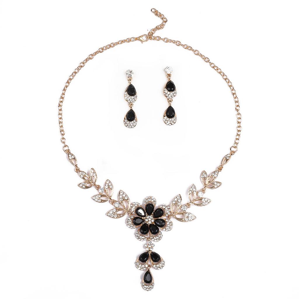 Necklace Set Bridal Vintage Versatile Flower Shape Diamond Collarbone Chain