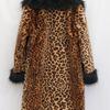 Women's Plus Size Leopard Print Faux Fur Coat with Large Fox Fur Collar - Winter Windbreaker