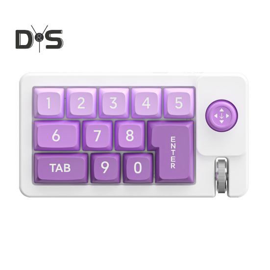 

Одноручная механическая клавиатура с 12 клавишами RGB-подсветкой, программируемая небольшая клавиатура с возможностью горячей замены для геймеров и офисной работы фиолетовый