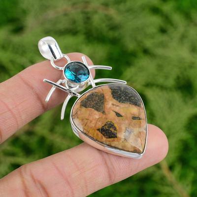 Daughters Day Sale 925 Silver Bauxite Gemstone Indicolite Sister Unique Pendant